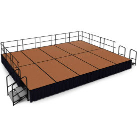 NPS® 16x20 Stage Package 24" Height Hardboard Floor Black Shirred Pleat Skirting 