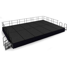 NPS® 16x24 Stage Package 24" Height Gray Carpet Black Shirred Pleat Skirting 