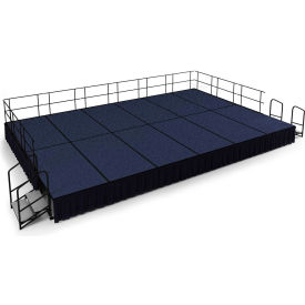 NPS® 16x24 Stage Package 24" Height Blue Carpet Black Shirred Pleat Skirting 