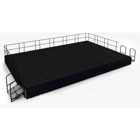 NPS® 16x24 Stage Package 24" Height Black Carpet Black Shirred Pleat Skirting 