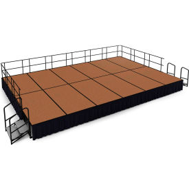 NPS® 16x24 Stage Package 24" Height Hardboard Floor Black Shirred Pleat Skirting 