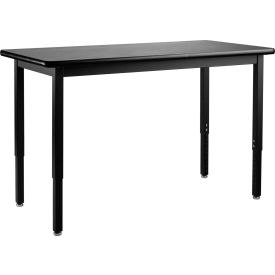National Public Seating SLT3-2448H NPS® Steel Height Adjustable Science Lab Table, 24 X 48, HPL Top, Black image.