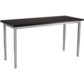 NPS Adj Height Science Lab Table Chemical Resistant Top 48""L x 24""W x 22-1/4""-37-1/4""H Black/Gray