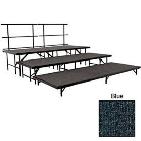 Stage Set with Carpet - 96"L x 36"W - 8"H, 16"H, 24"H & Two Guard Rails - Blue view 2