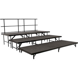 Stage Set with Carpet - 96"L x 48"W - 8"H, 16"H, 24"H & Two Guard Rails - Black view 2