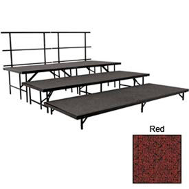 Stage Set with Carpet - 96"L x 48"W - 8"H, 16"H, 24"H & Two Guard Rails - Red view 2