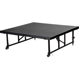 National Public Seating TFXS48481624C-02 National Public Seating® Transfix 4L x 4W Portable Stage w/ Adjustable 16-24"H & Gray Carpet image.