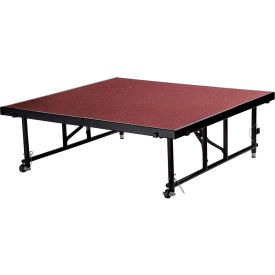National Public Seating TFXS48481624C-40 National Public Seating® Transfix 4L x 4W Portable Stage w/ Adjustable 16-24"H & Red Carpet image.