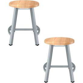 NPS® Titan Shop Stool with Footrest Solid Wood Seat 18""H Maple Pack of 2