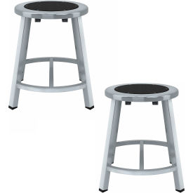 NPS® Titan Shop Stool with Footrest Steel Seat 18""H Black Pack of 2