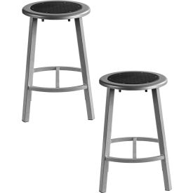 NPS® Titan Shop Stool with Footrest Steel Seat 24""H Black Pack of 2