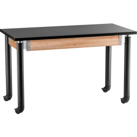 National Public Seating SLT4-3060PC NPS Science Table with Casters - Phenolic Top - Adjustable Height - 30" x 60" - Black/Black image.