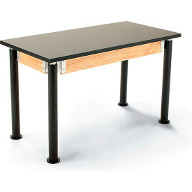 National Public Seating SLT4-2448C NPS Science Table - Chemical Resistant - Adjustable Height - 24"W x 48"L x 29"-41"H -Black/ Black image.