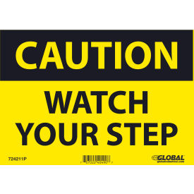Global Industrial Caution Watch Your Step, 7x10, Pressure Sensitive Vinyl
