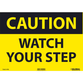Global Industrial Caution Watch Your Step, 10x14, Pressure Sensitive Vinyl