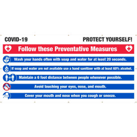 National Marker Company BT61 NMC, Covid-19 Protect Yourself Banner, 6 x 12 image.