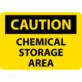 National Marker Company C126RB NMC C126RB OSHA Sign, Caution Chemical Storage Area, 10" X 14", Yellow/Black image.