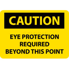 National Marker Company C152RB NMC C152RB OSHA Sign, Caution Eye Protection Required Beyond This Point, 10" X 14", Yellow/Black image.