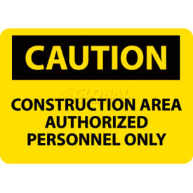 National Marker Company C445RB NMC C445RB OSHA Sign, Caution Construction Area Authorized Personnel Only, 10" X 14", Yellow/Black image.