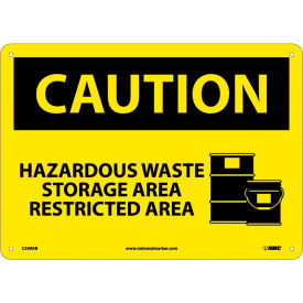 National Marker Company C509RB NMC C509RB OSHA Sign, Caution, Hazardous Waste Storage Area Restricted Area, 10" x 14", Ylw/Blk image.