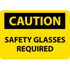 National Marker Company C600RB NMC C600RB OSHA Sign, Caution Safety Glasses Required, 10" X 14", Yellow/Black image.