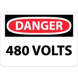 NMC D101P OSHA Sign Danger 480 Volts 7"" X 10"" White/Red/Black