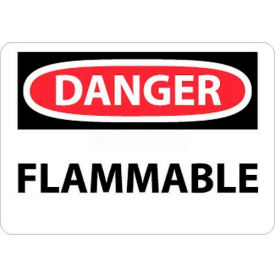NMC D126AB OSHA Sign Danger Flammable 10"" X 14"" White/Red/Black