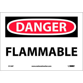 National Marker Company D126P NMC D126P OSHA Sign, Danger Flammable, 7" X 10", White/Red/Black image.