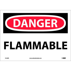 National Marker Company D126PB NMC D126PB OSHA Sign, Danger Flammable, 10" X 14", White/Red/Black image.