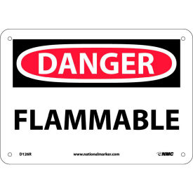 National Marker Company D126R NMC D126R OSHA Sign, Danger Flammable, 7" X 10", White/Red/Black image.