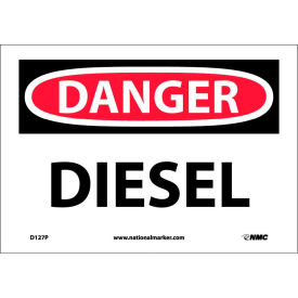 National Marker Company D127P NMC D127P OSHA Sign, Danger Diesel, 7" X 10", White/Red/Black image.