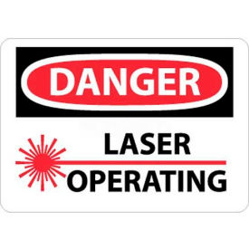 NMC D169R OSHA Sign Danger Laser Operating 7"" X 10"" White/Red/Black