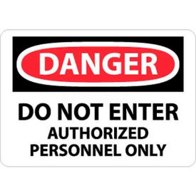 National Marker Company D200RB NMC D200RB OSHA Sign, Danger Do Not Enter Authorized Personnel Only, 10" X 14", White/Red/Black image.