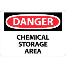 National Marker Company D239PB NMC D239PB OSHA Sign, Danger Chemical Storage Area, 10" X 14", White/Red/Black image.