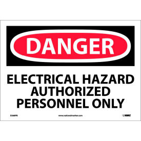 National Marker Company D268PB NMC D268PB OSHA Sign, Danger Electrical Hazard Authorized Personnel Only, 10" X 14", White/Red/Black image.