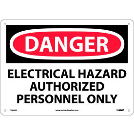 National Marker Company D268RB NMC D268RB OSHA Sign, Danger Electrical Hazard Authorized Personnel Only, 10" X 14", White/Red/Black image.