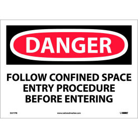 National Marker Company D277PB OSHA Sign, Danger Follow Confined Space Entry Procedure Before Entering, 10" X 14", Wht/Rd/Blk image.