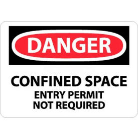 NMC D373P OSHA Sign Danger Confined Space Entry Permit Not Required 7"" X 10"" White/Red/Black