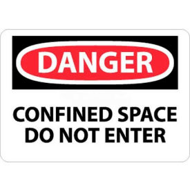 NMC D383P OSHA Sign Danger Confined Space Do Not Enter 7"" X 10"" White/Red/Black