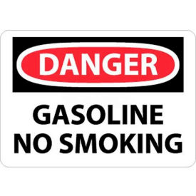 NMC D388P OSHA Sign Danger Gasoline No Smoking 7"" X 10"" White/Red/Black