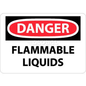 National Marker Company D38PB NMC D38PB OSHA Sign, Danger Flammable Liquids, 10" X 14", White/Red/Black image.