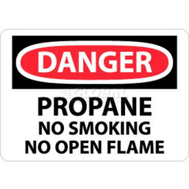 National Marker Company D397AB NMC D397AB OSHA Sign, Danger Propane No Smoking No Open Flame, 10" X 14", White/Red/Black image.