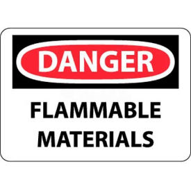 National Marker Company D39RB NMC D39RB OSHA Sign, Danger Flammable Materials, 10" X 14", White/Red/Black image.