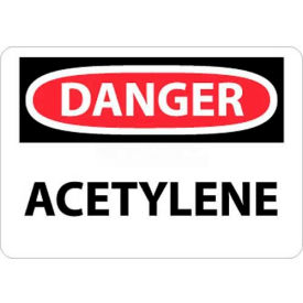 NMC D3P OSHA Sign Danger Acetylene 7"" X 10"" White/Red/Black
