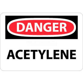 NMC D3RB OSHA Sign Danger Acetylene 10"" X 14"" White/Red/Black