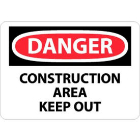 National Marker Company D404RB NMC D404RB OSHA Sign, Danger Construction Area Keep Out, 10" X 14", White/Red/Black image.