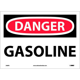 National Marker Company D40PB NMC D40PB OSHA Sign, Danger Gasoline, 10" X 14", White/Red/Black image.