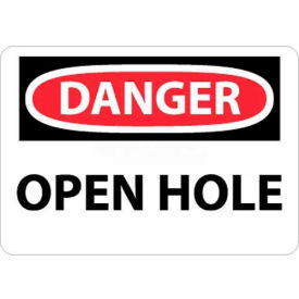 NMC D459RB OSHA Sign Danger Open Hole 10"" X 14"" White/Red/Black
