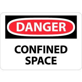 National Marker Company D487A NMC D487A OSHA Sign, Danger Confined Space, 7" X 10", White/Red/Black image.