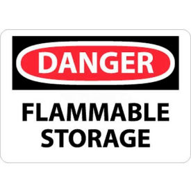 NMC D534PB OSHA Sign Danger Flammable Storage 10"" X 14"" White/Red/Black